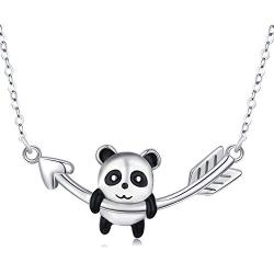 TRISHULA Cute Panda Heart Pendant Necklace,Forever Love Animals Series Delicate Heart Jewelry Great Gift for Mom Daughter Wife