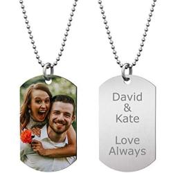 Personalized Color Photo Stainless Steel Dog Tag Pendant Keychain f/Birthday Anniversary Christmas Valentines Day Gift