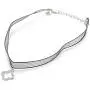 Yves Renaud 12-14'' Mystic Black Organza Transparent Ribbon Collar Choker Necklace with Silver Tone CZ Crystal Studded Star, Clover Charm Pendants - Fashion Jewelry for Girls