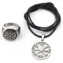 DUTO Set Vegvisir Rune Ring & Viking Compass Necklace Adjustable Cord Chain Pagan Jewelry Protection for Mens Womens DUTO Set Vegvisir Rune Ring & Viking Compass Necklace Adjustable Cord Chain Pagan Jewelry Protection for Mens Womens