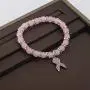 CENWA Breast Cancer Awareness Bracelet Pink Rhinestone Ribbon Charm Beads Bracelet Breast Cancer Support Gift