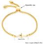 Cocazyw 14K Gold Plated Rose Gold Silver Cross Adjustable Sideways Bracelet for Women Girls,Gold Cross Bracelet Stainless Steel for Men