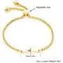 Cocazyw 14K Gold Plated Rose Gold Silver Cross Adjustable Sideways Bracelet for Women Girls,Gold Cross Bracelet Stainless Steel for Men Cocazyw 14K Gold Plated Rose Gold Silver Cross Adjustable Sideways Bracelet for Women Girls,Gold Cross Bracelet Stainless Steel for Men