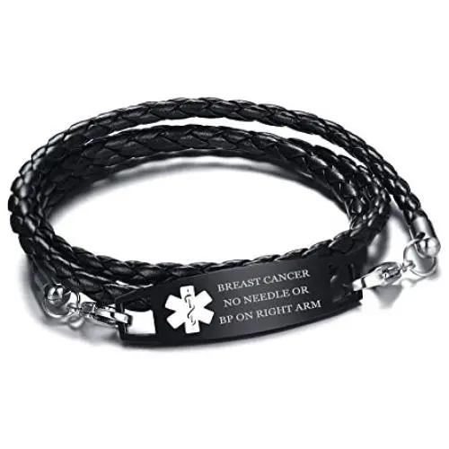 XUANPAI Free Custom Engraved Multilayer Braided Leather Bangle Medical Alert ID Bracelet for Womens Mens XUANPAI Free Custom Engraved Multilayer Braided Leather Bangle Medical Alert ID Bracelet for Womens Mens