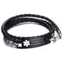 XUANPAI Free Custom Engraved Multilayer Braided Leather Bangle Medical Alert ID Bracelet for Womens Mens