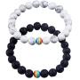 ASHMITA 8mm Lava Stone Bracelet Men Women Rainbow Bead Distance Bracelets for Couples