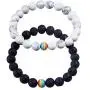 ASHMITA 8mm Lava Stone Bracelet Men Women Rainbow Bead Distance Bracelets for Couples ASHMITA 8mm Lava Stone Bracelet Men Women Rainbow Bead Distance Bracelets for Couples