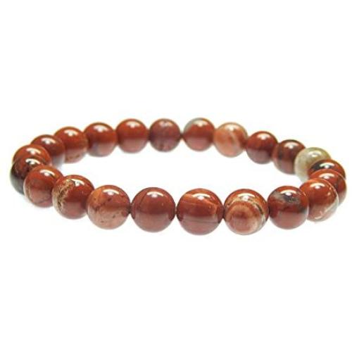 Myhealingworld Natural Red Gemstone Beaded Bracelet 8mm Healing Stone Band Balancing Stretch Wristlet for Men Women