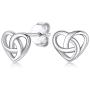 FaithHeart Irish Jewelry Celtic Knot Stud Earrings for Women Teen Girls Sterling Silver Charms Heart/Triangle/Star Accessories