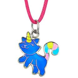 Fun Jewels Fairy Tale Cute Caticorn Unicorn Cat Color Change Mood Necklace for Girls