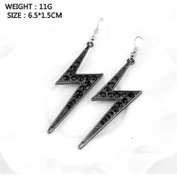 Black Crystal Lightning Dangle Hook Earrings for 80s90s Party Women Girl