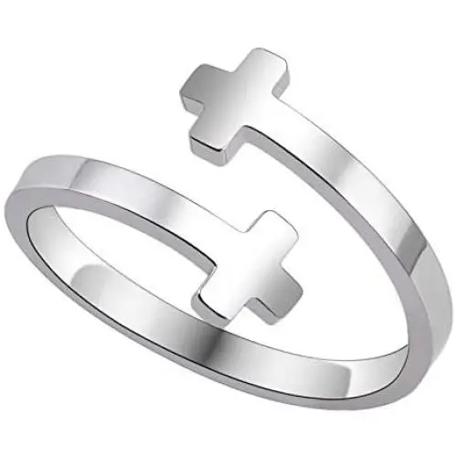 liforlove Jewelry Fashion Cross Faith Ring Stainless Steel Adjustable Faith Ring Open Cross Wrap Ring Statement Rings Minimalist Eternity Wedding Bands liforlove Jewelry Fashion Cross Faith Ring Stainless Steel Adjustable Faith Ring Open Cross Wrap Ring Statement Rings Minimalist Eternity Wedding Bands