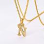 U7 Bling Alphabet Name Jewelry Men CZ Crowned Initial Necklace Statement King Crown Women 18K Gold Plated Cubic Zirconia Letter Pendant 3mm 22'' Rope Chain Necklaces, from A to Z