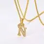 U7 Bling Alphabet Name Jewelry Men CZ Crowned Initial Necklace Statement King Crown Women 18K Gold Plated Cubic Zirconia Letter Pendant 3mm 22'' Rope Chain Necklaces, from A to Z
