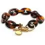 Bling Jewelry Fashion Brown Golden Acrylic Tortoise Shell Oval Chain Link Bracelet for Women Gold Plated Stainless Steel Bling Jewelry Fashion Brown Golden Acrylic Tortoise Shell Oval Chain Link Bracelet for Women Gold Plated Stainless Steel