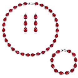 GULICX White Gold Plated Tear Drop AAA Cubic Zirconia Women Bracelet Earrings Necklace Jewelry Set