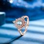 JIANGYUE Rose Gold Plated Blue Spinel Rings for Women Birthstone Rings for Girls White Cubic Zirconia Cocktail Rings Mothers Day Jewelry Gifts Size 5 6 7 8 9 10