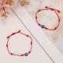 JIAOGE 2Pcs Evil Eye Bracelets Hand-Woven Adjustable Red Rope Cord Thread Braided Anklets Protection Lucky Best Wishes Bracelets for Women Men Girls