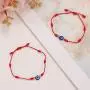 JIAOGE 2Pcs Evil Eye Bracelets Hand-Woven Adjustable Red Rope Cord Thread Braided Anklets Protection Lucky Best Wishes Bracelets for Women Men Girls