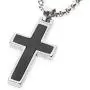 Unique GESTALT Onyx Inlay Tungsten Cross Pendant. 4mm Wide Surgical Stainless Steel Box Chain. Unique GESTALT Onyx Inlay Tungsten Cross Pendant. 4mm Wide Surgical Stainless Steel Box Chain.