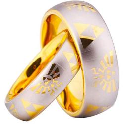 Cloud Dancer Free Custom Engraving The Legend of Zelda Ring- Crest and Triforce Ring Tungsten Carbide Wedding Bands Ring