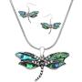 Lola Bella Gifts Abalone Dragonfly Necklace and Earrings Set with Gift Box
