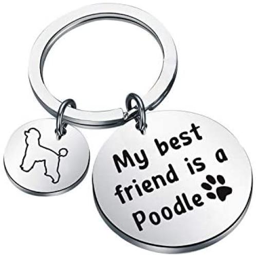 PENQI Poodle Jewelry Poodle Lover Gift My Best Friend is a Poodle Keychain Dog Lover Jewelry for Poodle Owner Poodle Mom or Dad