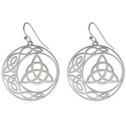 VASSAGO Stainless Steel Triquetra Celtic Knot Symbol Crescent Moon Earrings Circle Charm Drop Dangle Earring for Women Girls Jewelry Gifts