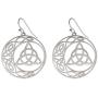 VASSAGO Stainless Steel Triquetra Celtic Knot Symbol Crescent Moon Earrings Circle Charm Drop Dangle Earring for Women Girls Jewelry Gifts