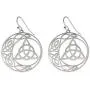 VASSAGO Stainless Steel Triquetra Celtic Knot Symbol Crescent Moon Earrings Circle Charm Drop Dangle Earring for Women Girls Jewelry Gifts