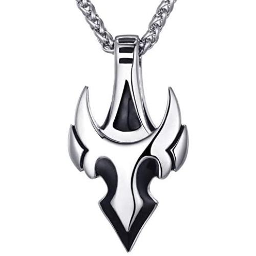 Mens Stainless Steel Spear Pendant Necklace Arrow Tauren Pendant with 24 Inches Link Chain