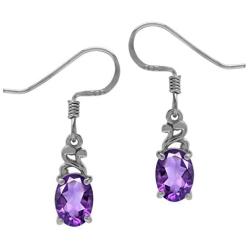 Silvershake Petite Oval Shape 7x5mm Natural African Amethyst 925 Sterling Silver Victorian Style Dangle Earrings