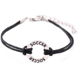 TEAMER Adjustable Wax Cord Bracelet Message Soccer Sports Circle Charm Jewelry for Teens Girls Best Gifts