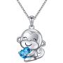 925 Stering Silver Cute Animal Heart CZ Monkey Sloth Cardinal Pendant Necklace Birthday Gift for Women Girls Daughter, 18 inch