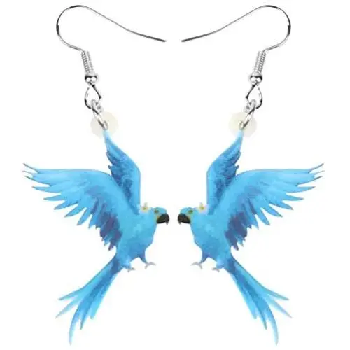 WEVENI Acrylic Macaws Parrot Earrings Blue Bird Dangle Drop Jewelry For Women Girls Nice Gift WEVENI Acrylic Macaws Parrot Earrings Blue Bird Dangle Drop Jewelry For Women Girls Nice Gift