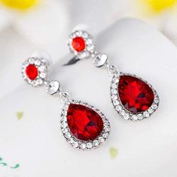 Ezing 3 PCS Jewelry Set for Women Crystal Pendant Necklace Earring Ring