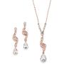 Mariell Graceful Rose Gold CZ Teardrop Necklace & Earrings Jewelry Set - Brides, Bridesmaid & Prom Glam