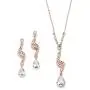 Mariell Graceful Rose Gold CZ Teardrop Necklace & Earrings Jewelry Set - Brides, Bridesmaid & Prom Glam