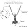 Jovivi Mens Stainless Steel Viking Norse Celtic Knot Mjolnir Thors Hammer Pendant Necklace 24'' Chain with Gift Box,Silver Black