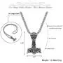 Jovivi Mens Stainless Steel Viking Norse Celtic Knot Mjolnir Thors Hammer Pendant Necklace 24'' Chain with Gift Box,Silver Black