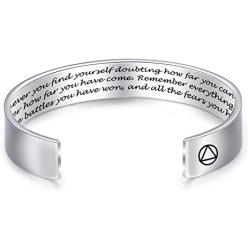 Melix Home Inspirational Bracelets for Women Mens Bracelet Sobriety Gifts Recovery Gift AA Cuff