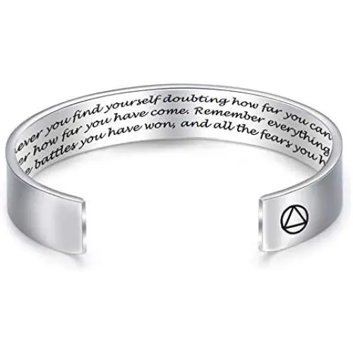 Melix Home Inspirational Bracelets for Women Mens Bracelet Sobriety Gifts Recovery Gift AA Cuff Melix Home Inspirational Bracelets for Women Mens Bracelet Sobriety Gifts Recovery Gift AA Cuff