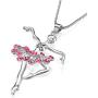 Lcbulu Little Girl Necklace Pink Ballerina Dance Pendant Necklace Jewelry Gifts for Little Girls 16 inches