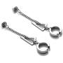 Fusamk Punk Rock Stainless Steel Triangle Ear Clip Earrings Spike Long Chain Dangle Earrings