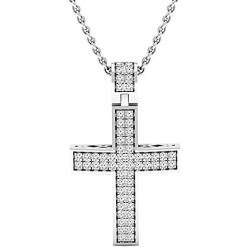 Dazzlingrock Collection 0.35 Carat (ctw) 10K Gold Round Diamond Ladies Cross Pendant 1/3 (Silver Chain Included)