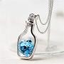 KEPKGO Love Heart Crystal Pendant Necklace with Unique Bottle Shape Valentines Day Jewelry Gifts for Womens Girls