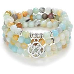 oasymala 108 Mala Meditation Beads Yoga Bracelet or Necklace with Celtic Knot Charm