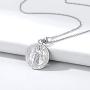 Nofade Silver Saint Benedict Cross Necklace for Men Women, 925 Sterling Silver Round St Benedict Pendant Necklace Coin Medallion Necklace Talisman Amulet Jewelry (with Gift Box)