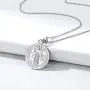 Nofade Silver Saint Benedict Cross Necklace for Men Women, 925 Sterling Silver Round St Benedict Pendant Necklace Coin Medallion Necklace Talisman Amulet Jewelry (with Gift Box)