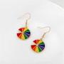 coadipress Personalized Colorful Round Rainbow Earrings for Women Girls Cute Fun Irregular Geometric Circle Enamel Drop Dangle Earrings Jewelry